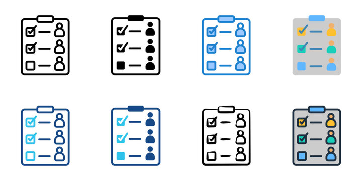 Attendance roll icon set multiple style collection 
