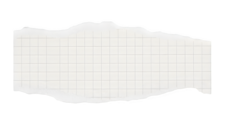 Torn paper texture with faint grid lines ideal for design backgrounds and collage elements isolated on transparent background