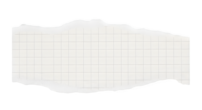 Torn paper texture with faint grid lines ideal for design backgrounds and collage elements isolated on transparent background