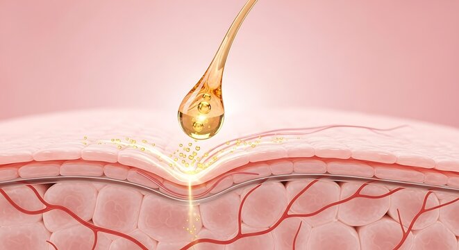 Microscopic view of oil penetrating skin.