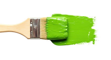 Paintbrush with bright green paint stroke 1.