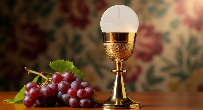 Holy Communion Eucharist with Host and Chalice. - Powered by Adobe