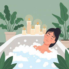 Relaxing Bath with Candles