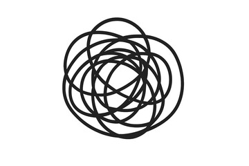 Tangled line representing chaos and confusion. Metaphor for problem, disorder, and anxiety. Complex mess scribble icon. Brainstorming or tangled thoughts concept vector.