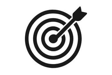 Target with arrow hitting the bullseye center. Business goal success concept. Icon for marketing strategy, accuracy, and objective achievement. Aim and focus symbol vector.