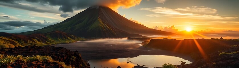 Tropical Volcano Sunset