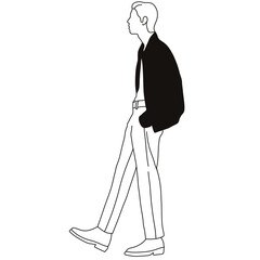 Silhouettes of people drawn by brush. Brush strokes in the form of black silhouettes of people,silhouette of man on white background.	