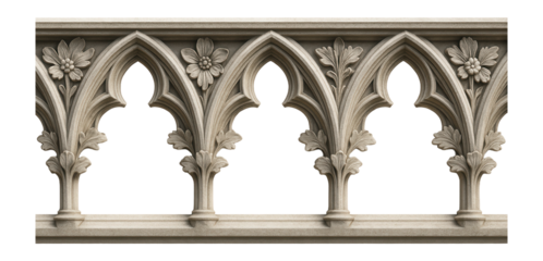 Gothic border with pointed arch and floral motifs