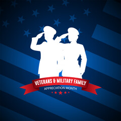Happy National Veterans And Military Family Appreciation Month Is November. Background Design Illustration