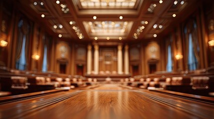 Blurred, ornate government chamber