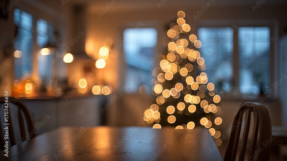 Poster dreamy christmas interior bokeh background with large soft glowing light orbs fully blurred festive 