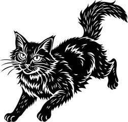 black and white cat vector
