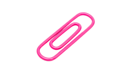Pink paperclip isolated on white background.