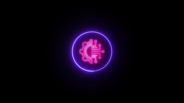 information technology icon animation with giyar icon. the gear or setting icon is rotating inside the computer .
