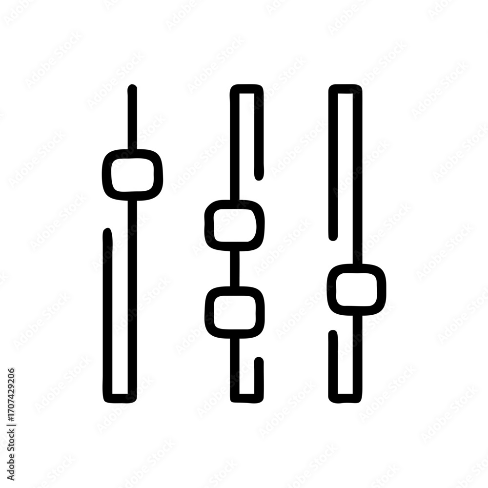 Poster audio equalizer control sliders icon for web and graphic design
