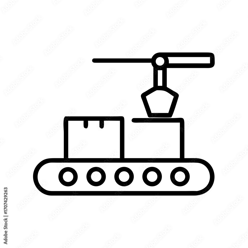 Poster automated conveyor system industry icon for web and graphic design