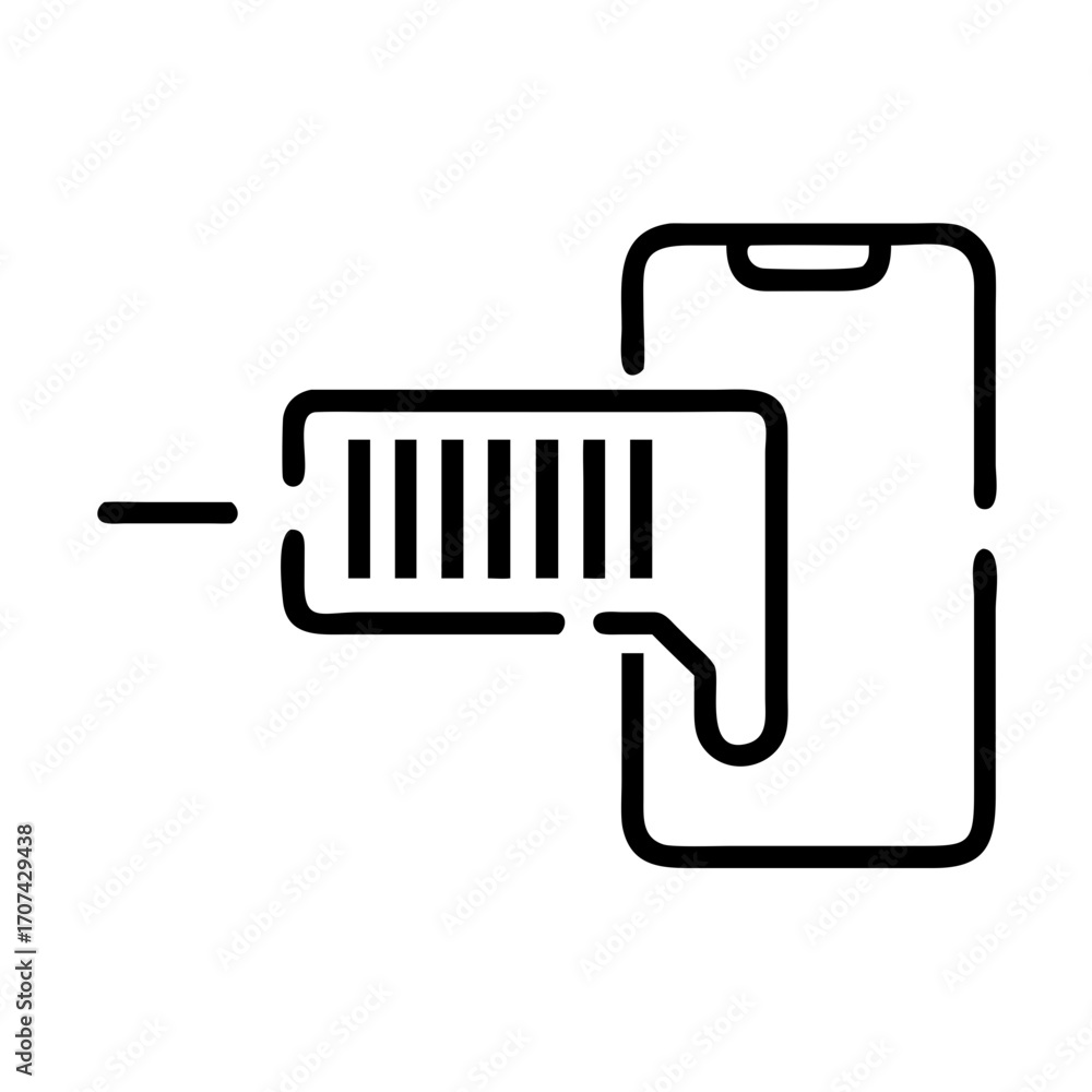 Poster barcode scan with mobile phone icon for web and graphic design