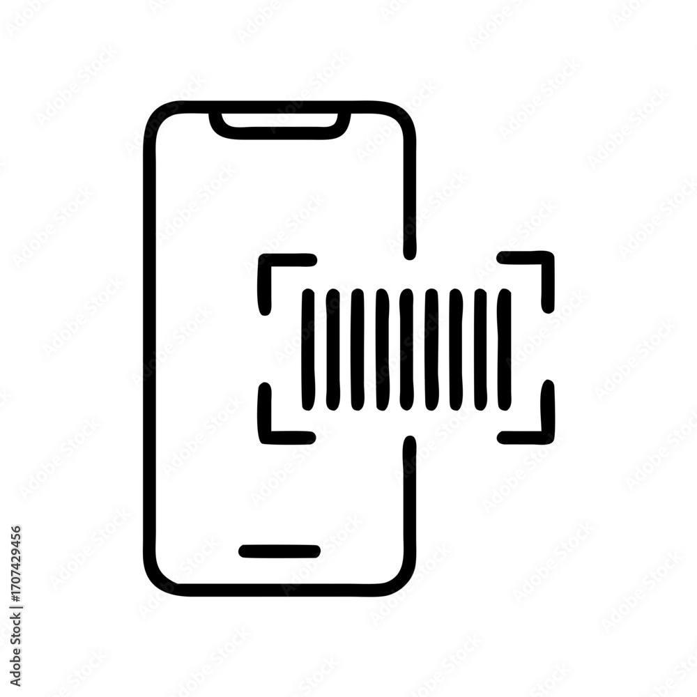 Poster barcode scan with mobile phone icon for web and graphic design