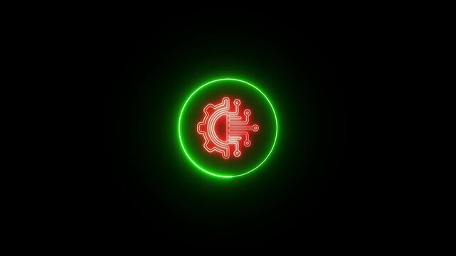 information technology icon animation with giyar icon. the gear or setting icon is rotating inside the computer .