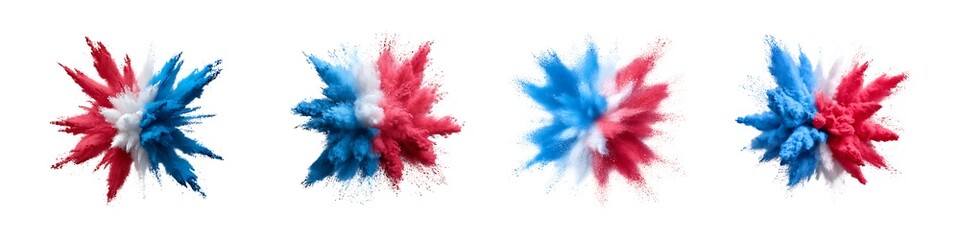 Set of USA powder burst isolated on transparent background