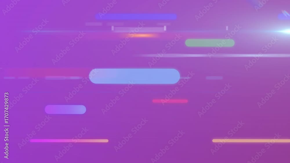 Aufkleber purple-magenta gradient opening multicolored bars sliding right overlaying fading out creating flow