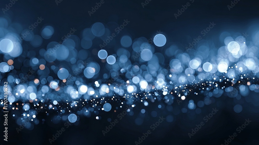 Aufkleber blue glow particle abstract bokeh background with large soft light orbs dreamy festive blurred backd
