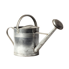 Vintage metal watering can isolated on transparent background