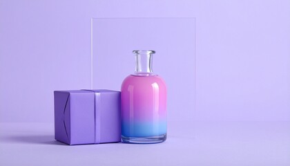 glass bottle and gift box