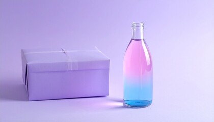 glass bottle and gift box