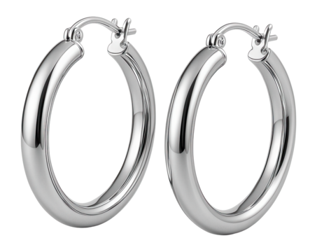Silver hoop earrings with a polished surface