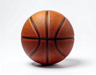 Orange basketball, top view, on white