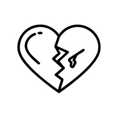 Broken Heart Emotional Stress Symbol Icon For Web And Graphic Design