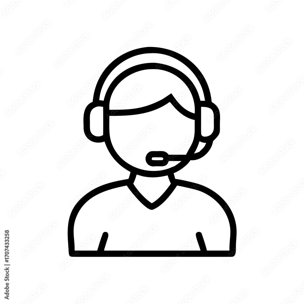 Poster call center operator with headset icon for web and graphic design