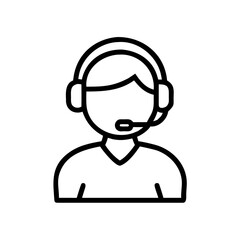 Call Center Operator With Headset Icon For Web And Graphic Design
