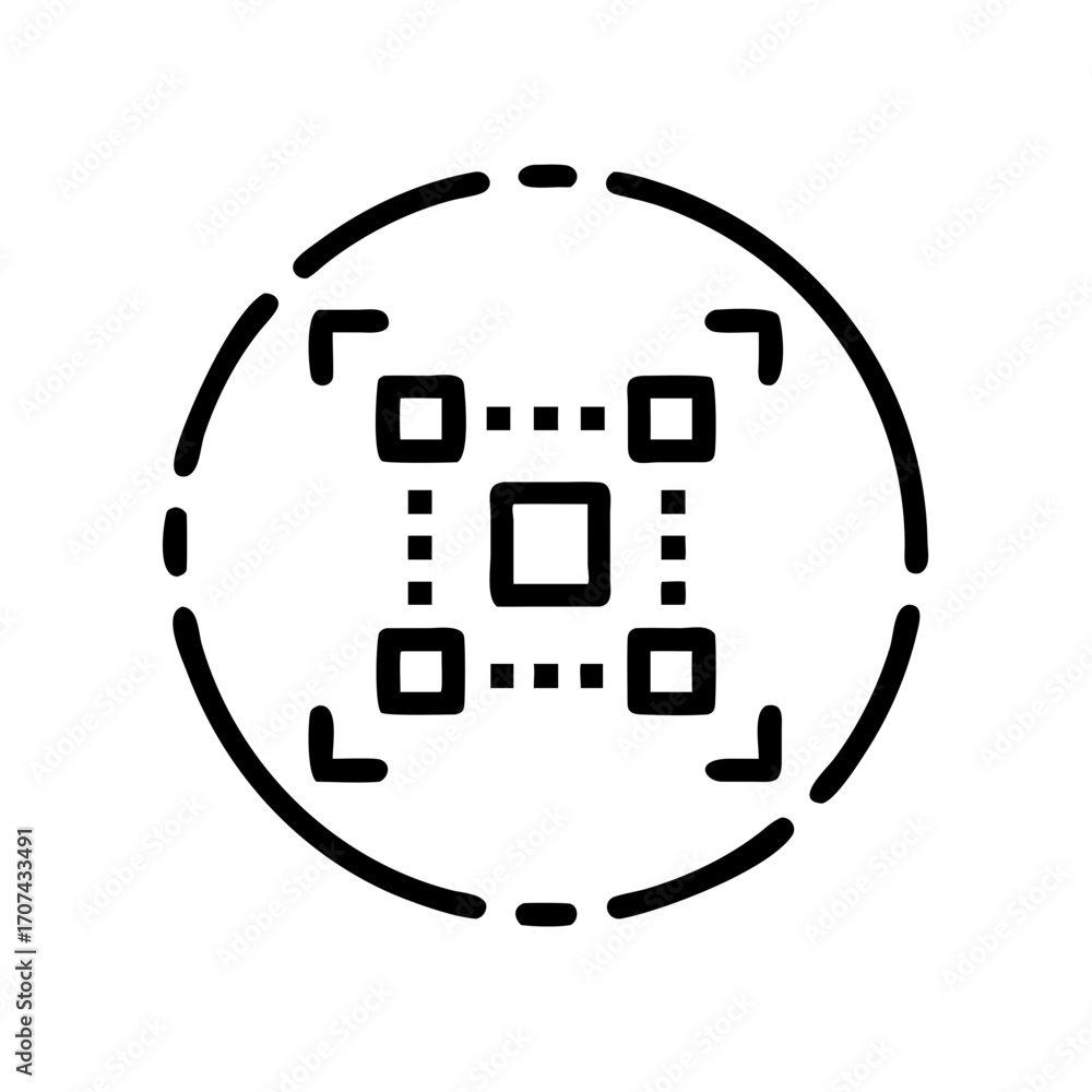 Poster circular qr code design icon for web and graphic design