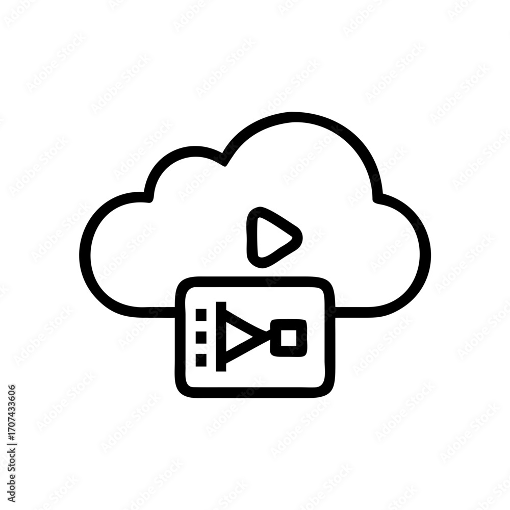 Poster cloud streaming video platform icon for web and graphic design