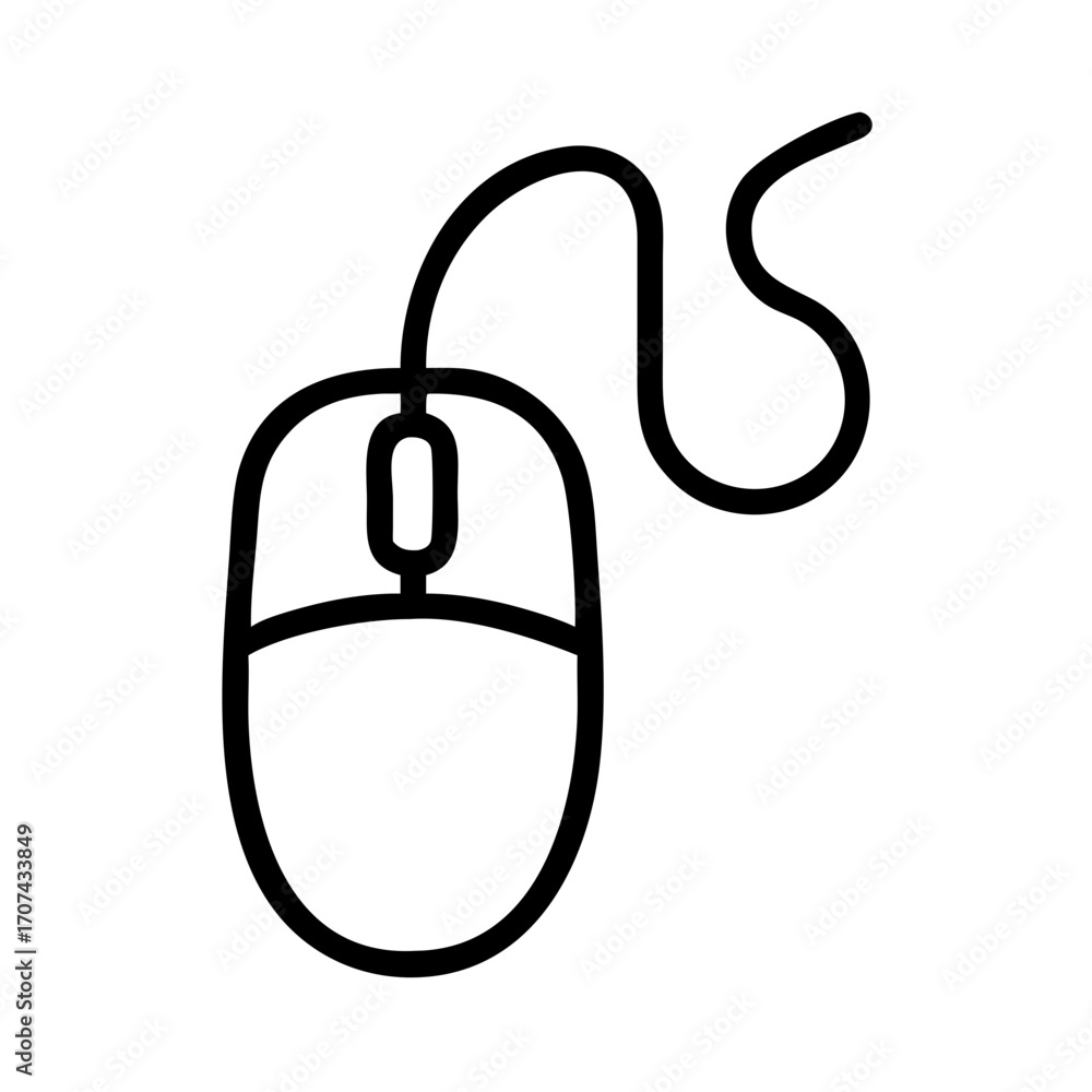 Poster computer mouse with wire icon for web and graphic design