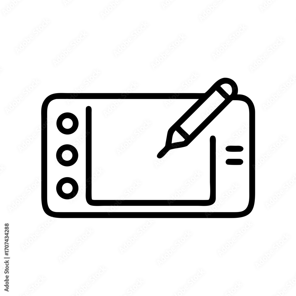 Poster digital tablet with stylus icon for web and graphic design