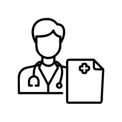 Doctor With Insurance Folder Paperwork Icon For Web And Graphic Design