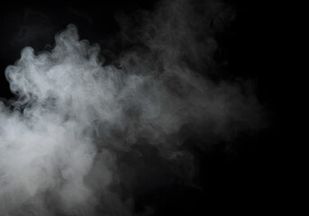 Realistic Smoke on Black, Vapor Mist Backdrop with Copy Space