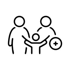 Family Care With Doctor Protection Icon For Web And Graphic Design