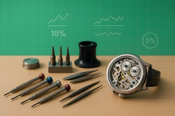 Precision Watchmaker Bench with Specialized Tools for Horology Craftsmanship
