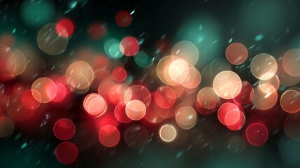 Dreamy Christmas bokeh background with vibrant red and green glowing light orbs large soft defocused circles festive blurred backdrop with copy space for holiday cards banners and product mockups