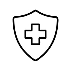 Hospital Cross Inside Insurance Shield Icon For Web And Graphic Design