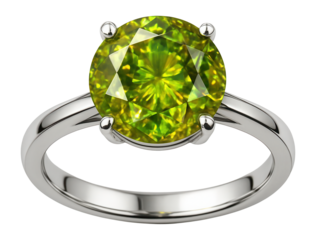 Sphene ring with a brilliant dispersion