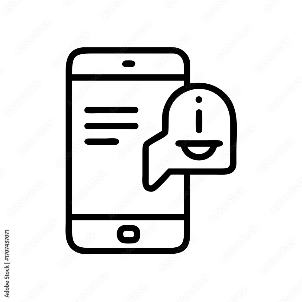Poster mobile phone with message notification icon for web and graphic design