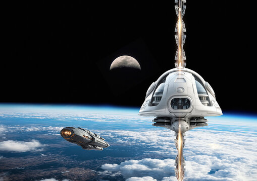 Space elevator, conceptual illustration