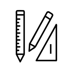 Pencil And Ruler Stationery Icon For Web And Graphic Design
