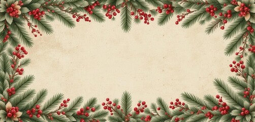 Endless Holiday Border  Tiled Illustration with Rustic Texture, Perfect for Backgrounds and Textures