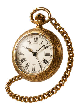 Pocket watch with a chain and ornate case